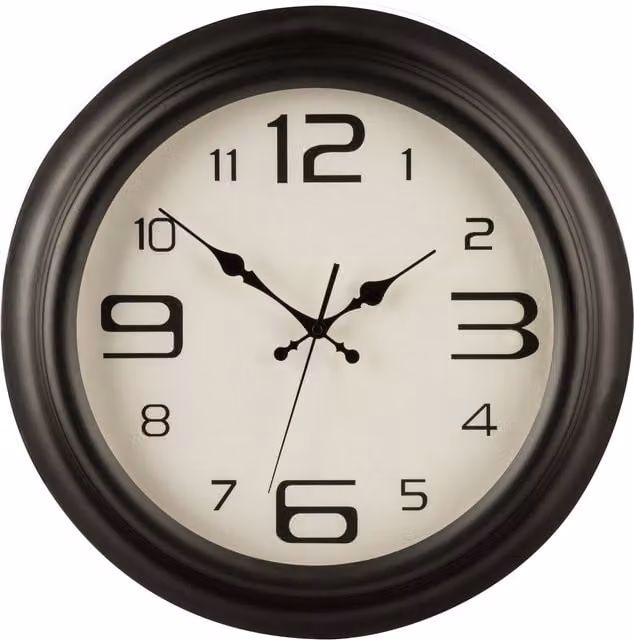 Myers Orsina Round Matt Black Metal Silent Quartz Wall Clock, Diameter: 44 cm