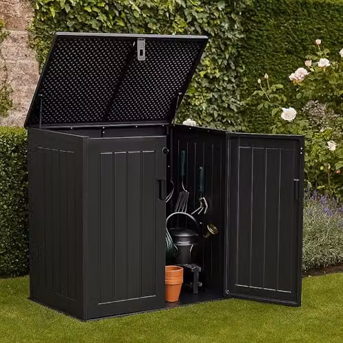 Jack Stonehouse JSH 775L Garden Storage Cabinet in Black, W/D/H: 115 x 71 x 109 cm