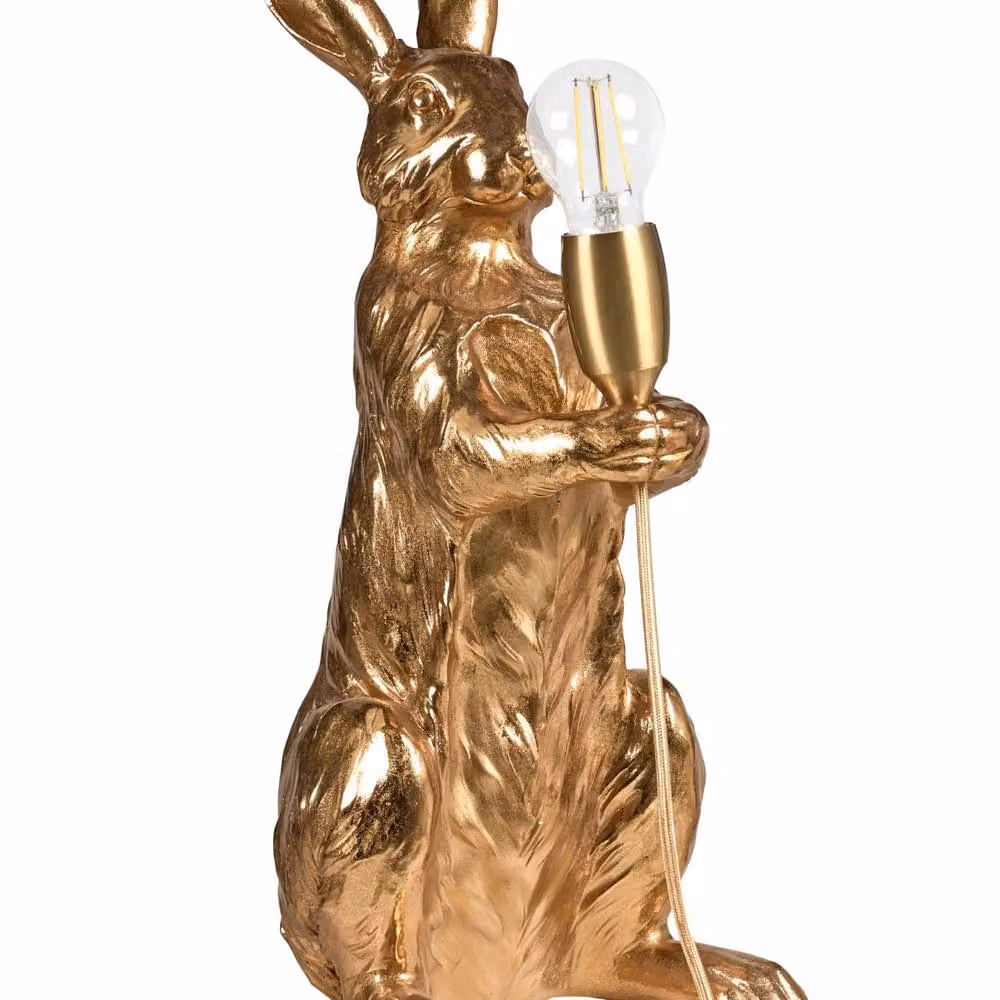 Wyld and Coco Hand-Painted Gold Polyresin Rabbit Table Lamp – 2
