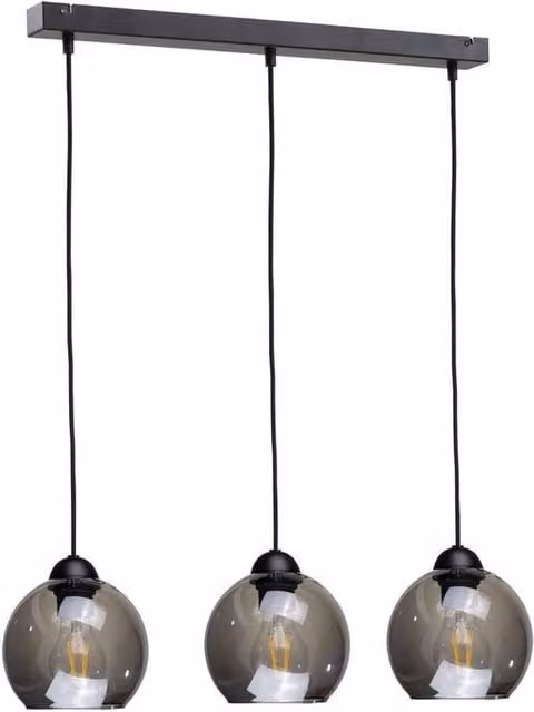 Netlighting Yuno Bar Pendant Ceiling Light in Black, 60cm, 3x E27