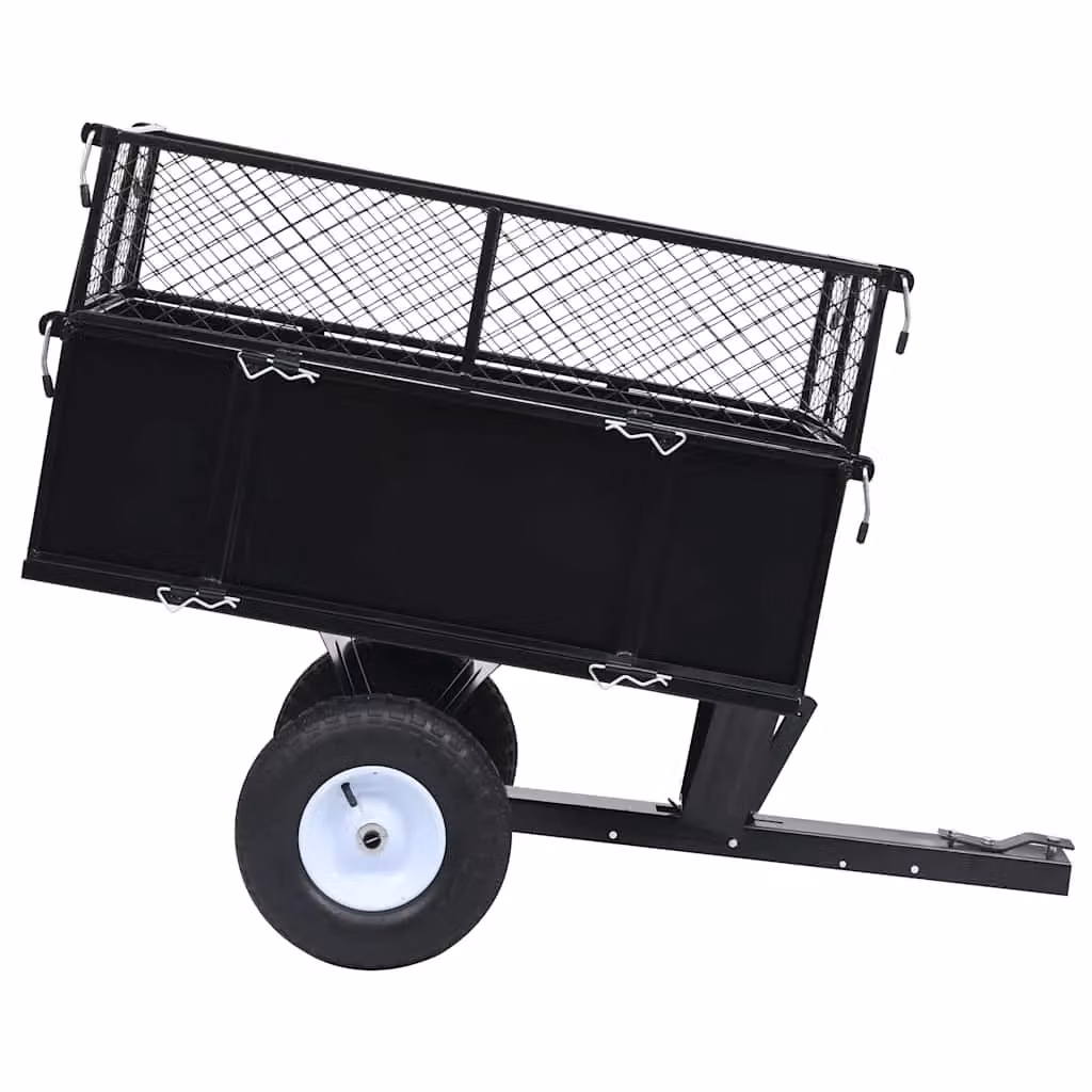 Berkfield Home Tipping Trailer for Lawn Mower, 150 kg Load Capacity, Black and Multicolour – 2