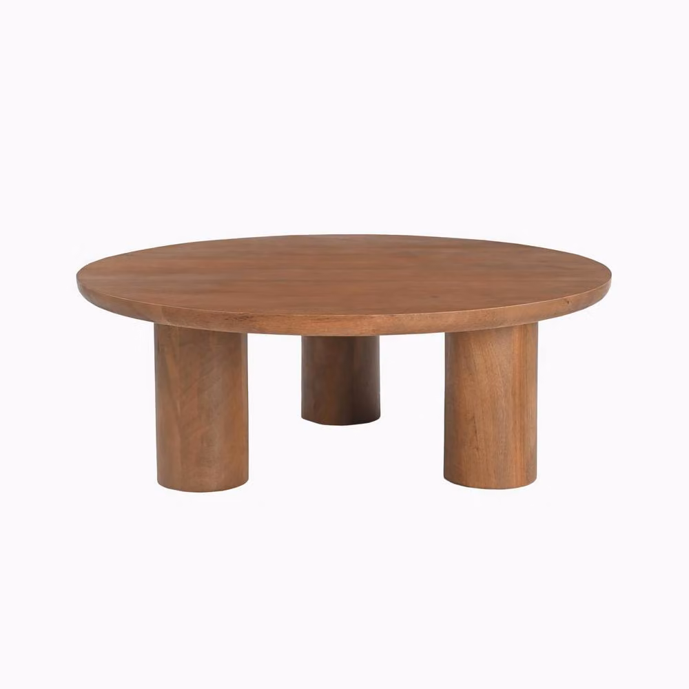 FurnitureboxUK Teton Round Mango Wood Coffee Table in Walnut Brown – 2