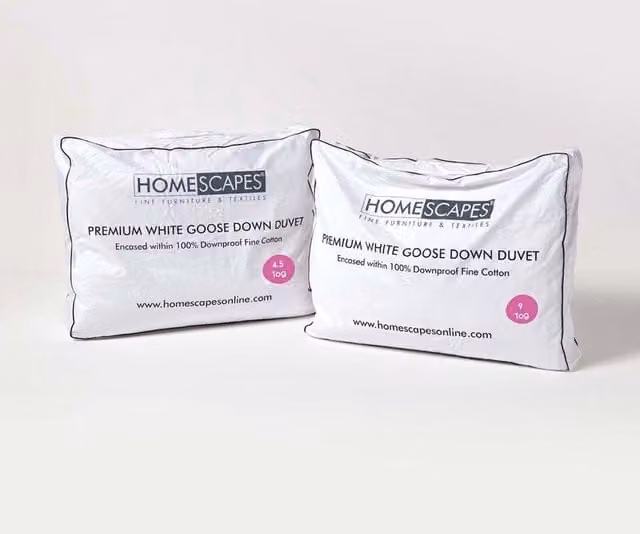 Homescapes White Goose Down All Seasons Duvet, 13.5 Tog