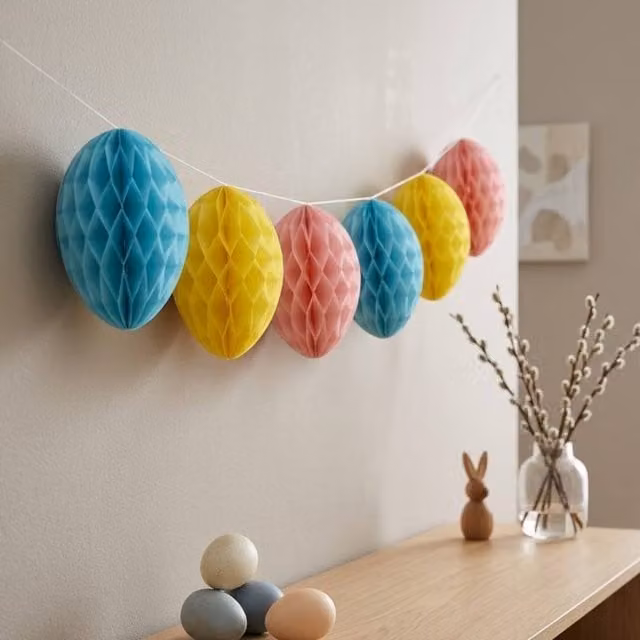 Garden Greatness Multicolour Paper Easter Egg Bunting Pennant for Spring Parties