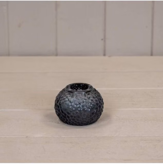 KDMD Round Glass Tealight Holder in Cool Grey