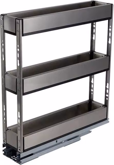 SPETLEK Silver Aluminium Pull Out Kitchen Larder Cupboard Basket Drawer