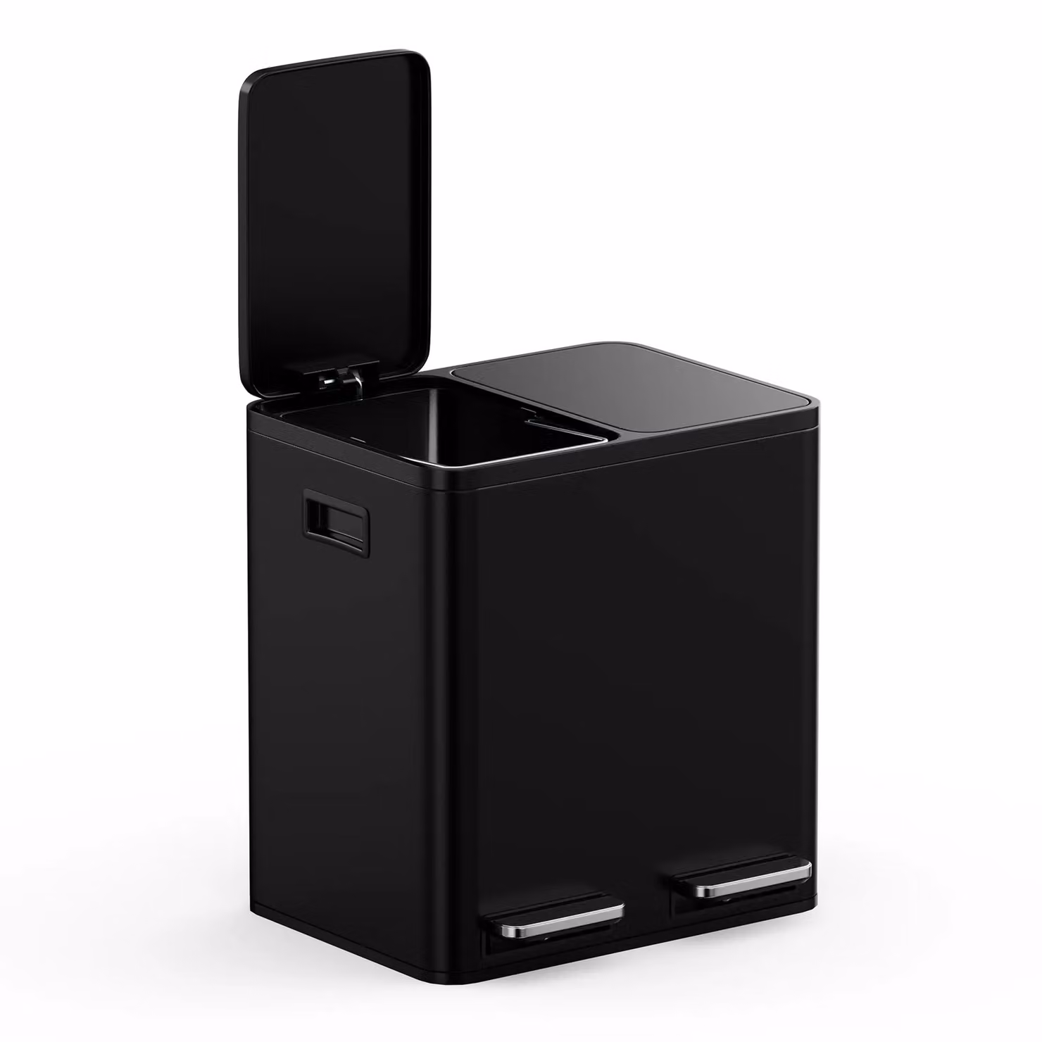 VonHaus 30L Kitchen Waste and Recycling Bin with 2 x 15L Compartments, Black Stainless Steel – 8