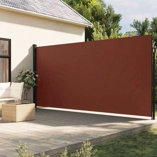 Berkfield Home Retractable Wall-Mounted Side Awning in Brown, W/D/H: 500 x 220 cm