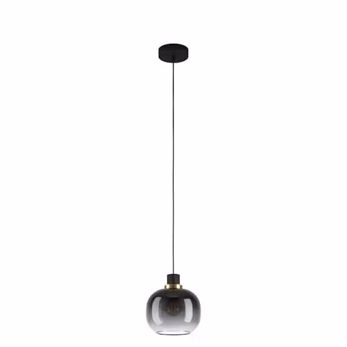 Eglo Oilella Glass and Metal Suspended Pendant Light in Black and Grey