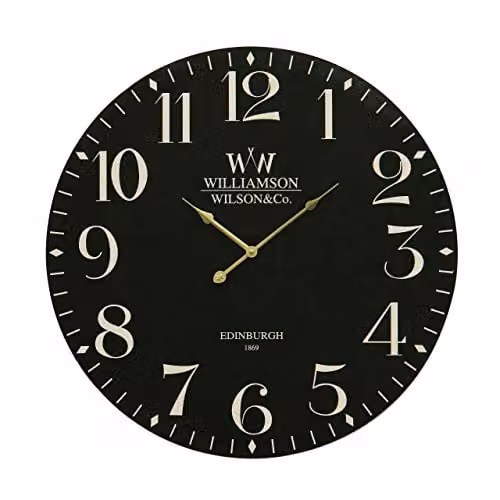 Premier Housewares Orsina Destini Classical Round Quartz Wall Clock, Black and White, Diameter: 60 cm – 1