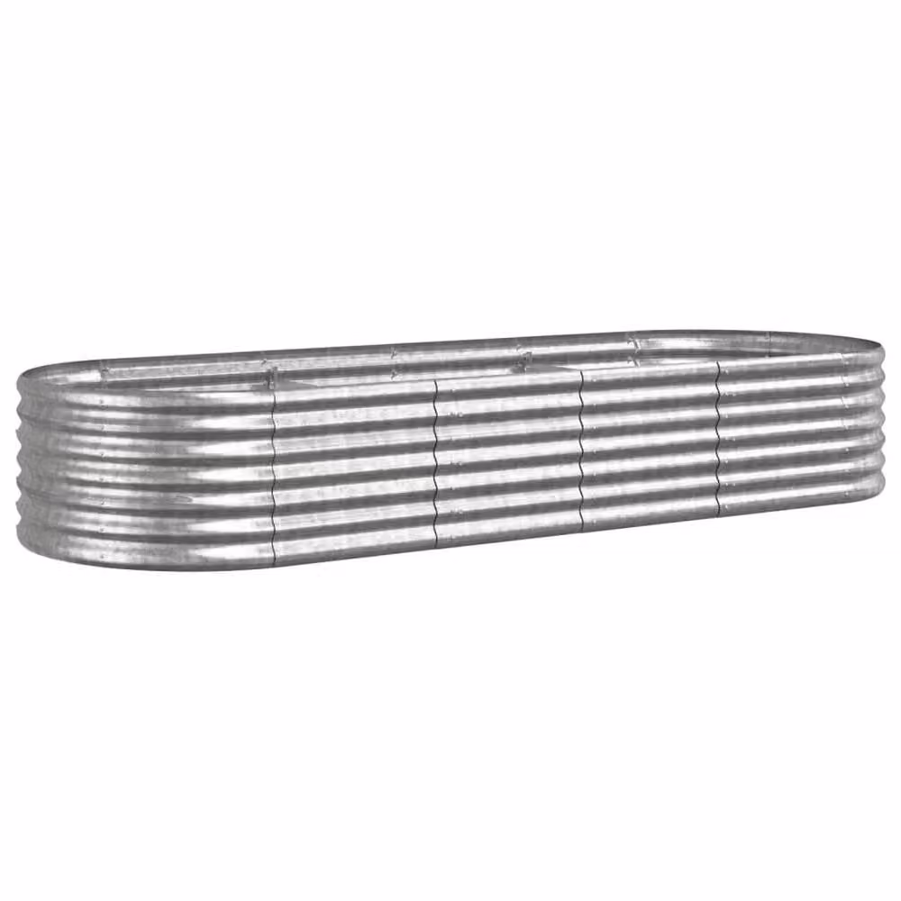 Berkfield Home Garden Silver Powder-coated Steel Raised Bed W: 224 cm, D: 80 cm, H: 36 cm – 3