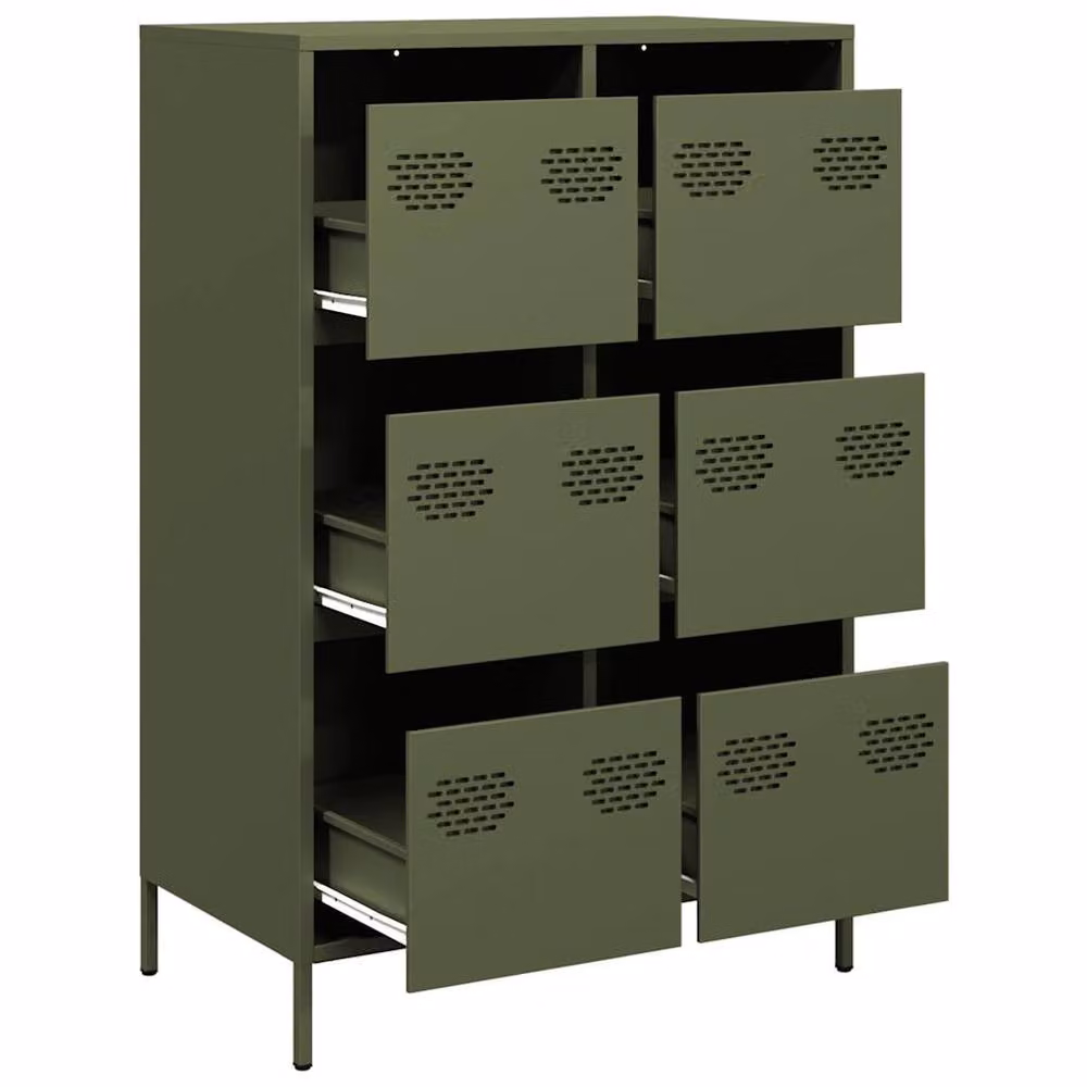 Berkfield Home Highboard in Matt Olive Green Metal, W/D/H: 68 x 39 x 101.5 cm – 4