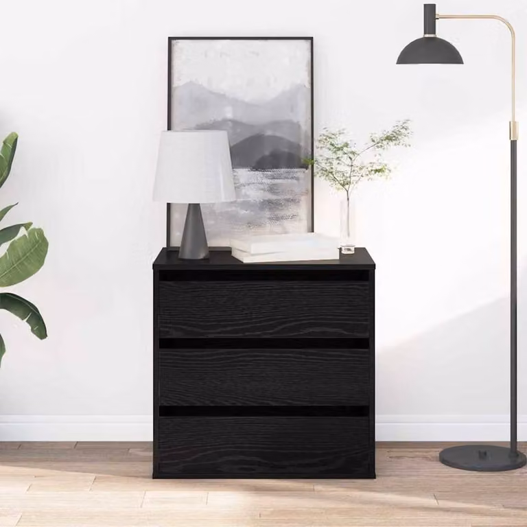 Berkfield Home Modern Corner Chest of Drawers in Black Oak, W: 60 cm, D: 41 cm, H: 58 cm