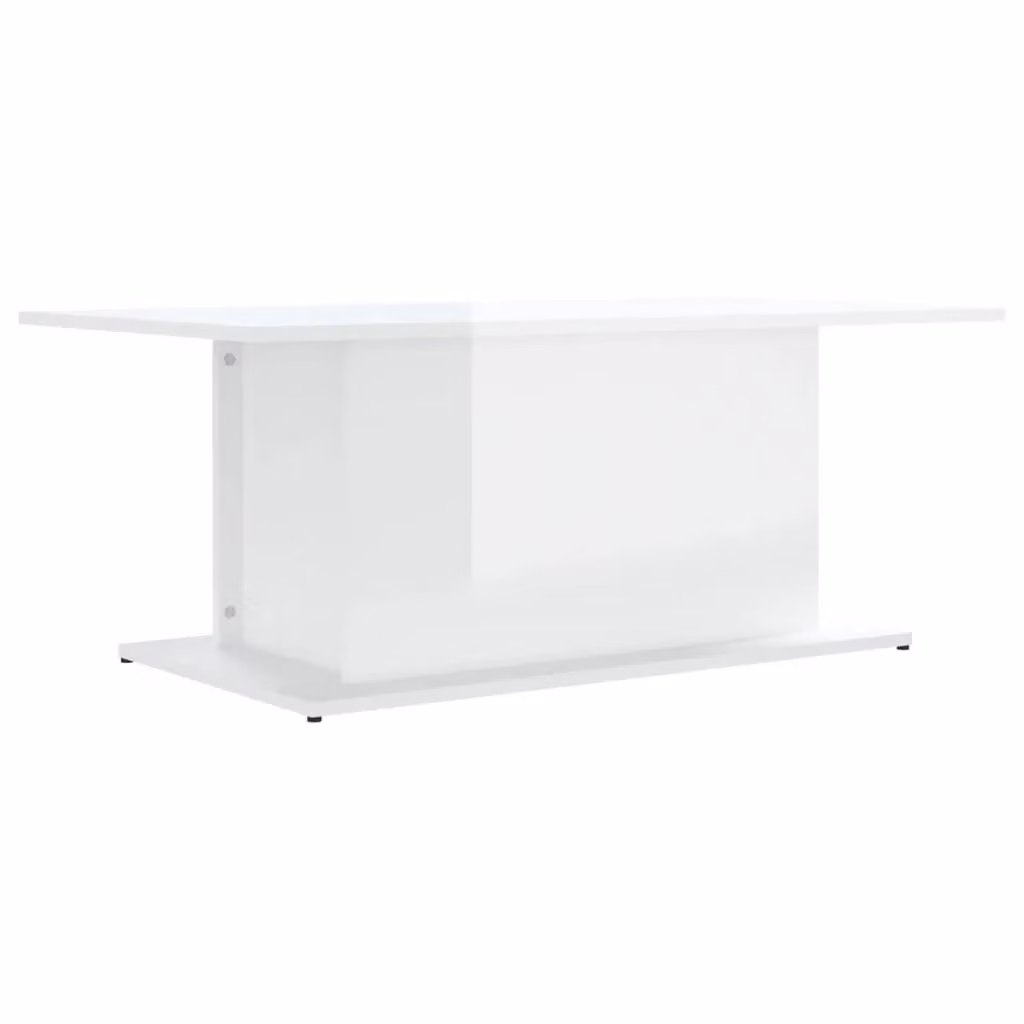 Berkfield Home Modern High Gloss White Coffee Table, W: 102 cm, D: 55.5 cm, H: 40 cm – 2