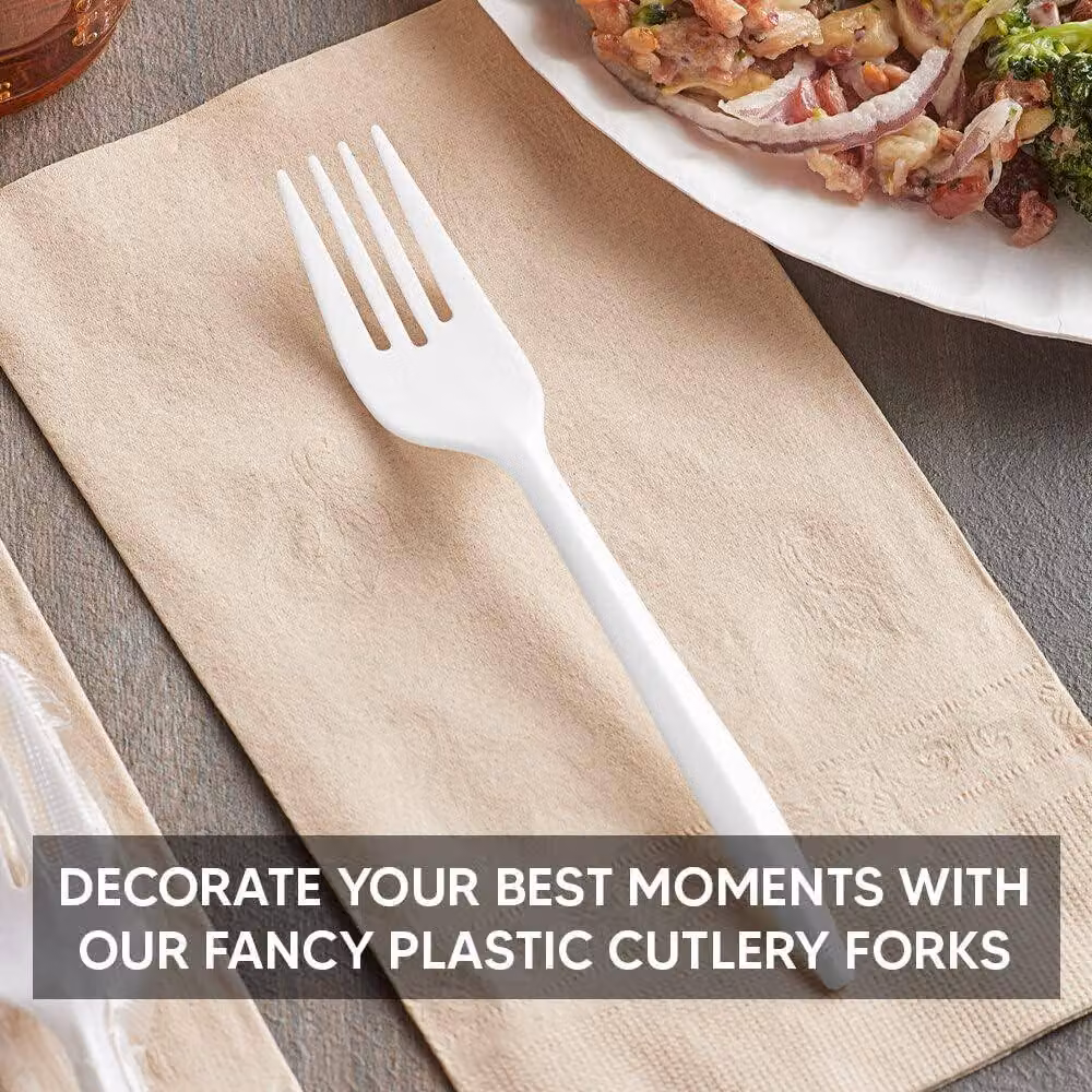ECONX White Heavy Duty Reusable Plastic Forks, Pack of 50 – 3