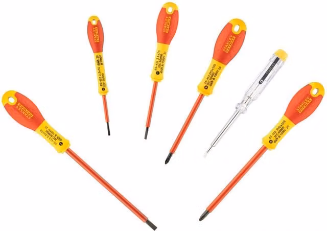 Stanley Fatmax VDE Insulated Manual Screwdriver Set, 6 Piece, Red and Multicolour