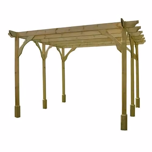 Buttercup Farm Premium 6 Post Wood Pergola in Light Green, W: 720 cm, D: 240 cm, H: 270 cm