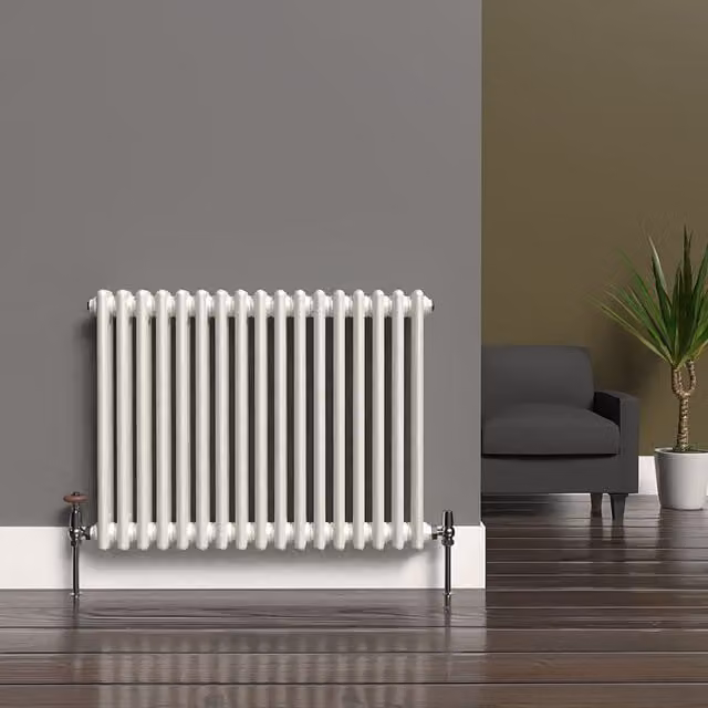 Lux Heat Horizontal 2 Column Steel Radiator in White, W: 60.0 cm, H: 78.5 cm