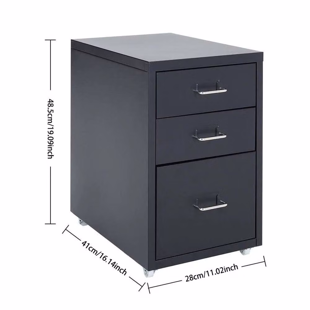 KORVIXA Black Metal Office Filing Cabinet and Storage Cupboard on Castors W/D/H: 100 x 100 x 100 cm – 2