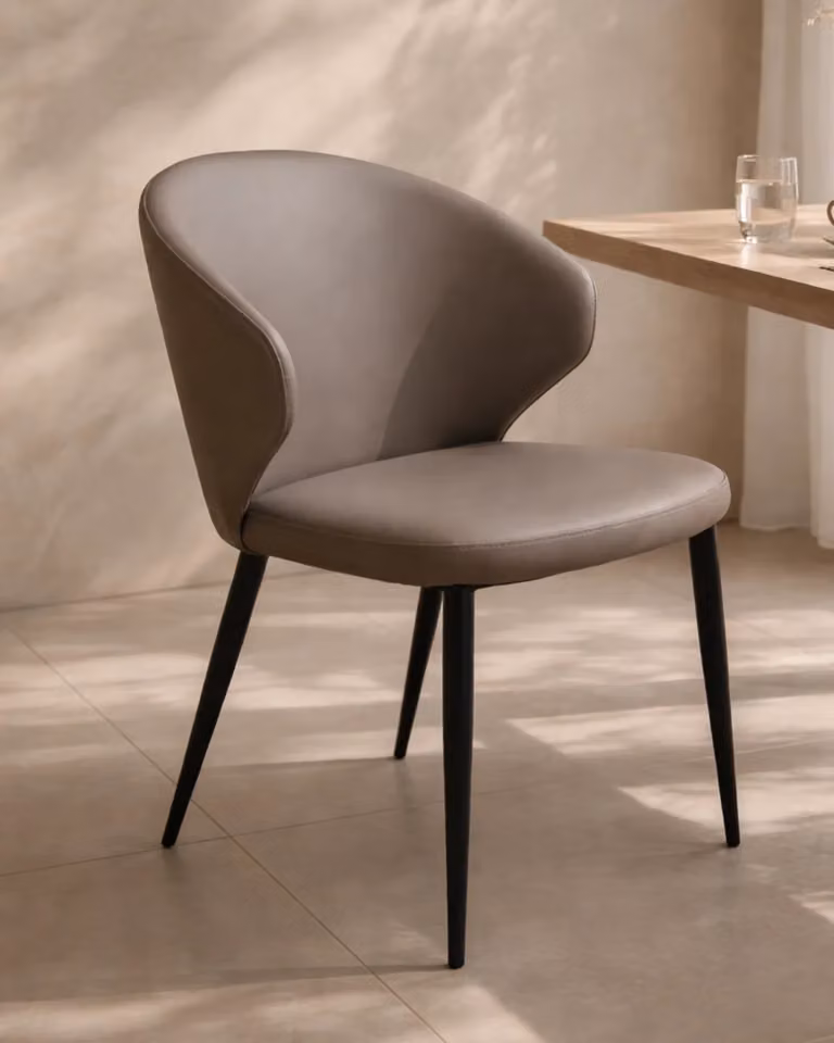 Tommy Franks Modern Dining Chair in Grey and Black with Synthetic Leather and Metal Legs