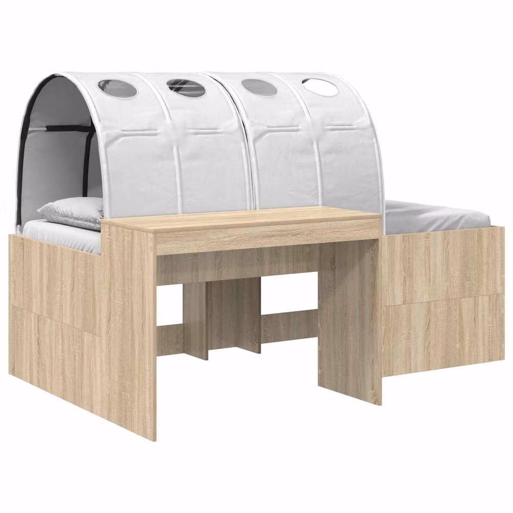 Berkfield Home 3-Piece Bed with Tunnel and Lift-Up Base in Sonoma Oak and White Engineered Wood – 2