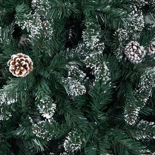 Samuel Alexander 5ft Rocky Mountain Pine Christmas Tree with Snow Tipped Branches and Pinecones in Green – 2