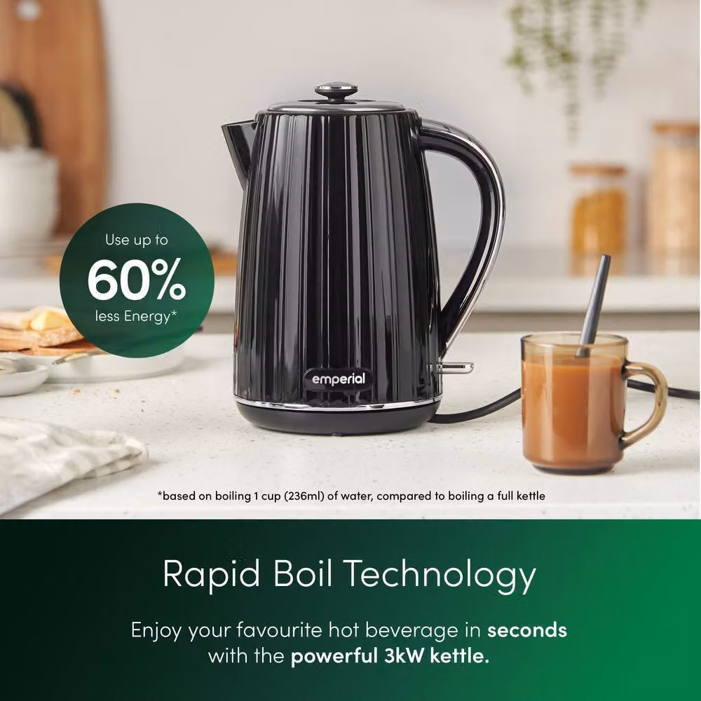 Emperial Cordless Electric Kettle in Black, 1.7L – 2