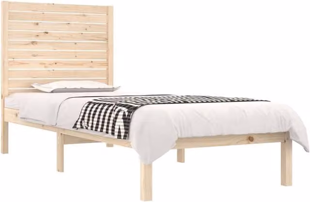 Berkfield Home Beautiful Single Bed Frame in Natural Solid Pine, W/D/H: 90 x 190 cm – 1