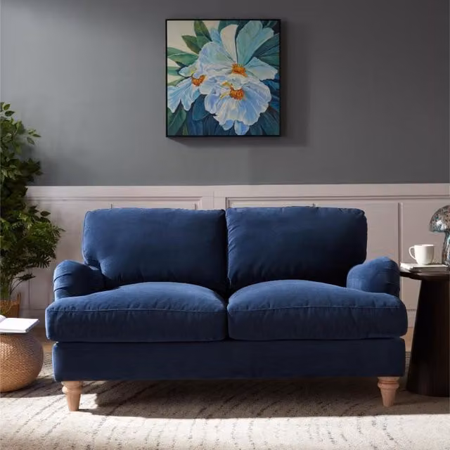 Halo Sofa in Navy Blue Velvet