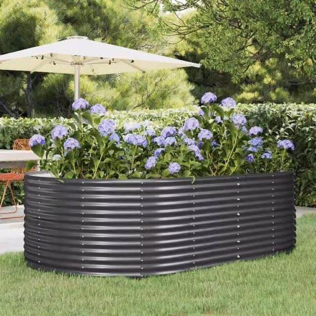 Berkfield Home Garden Anthracite Raised Bed in Powder-coated Steel, W/D/H: 212 x 140 x 68 cm – 1