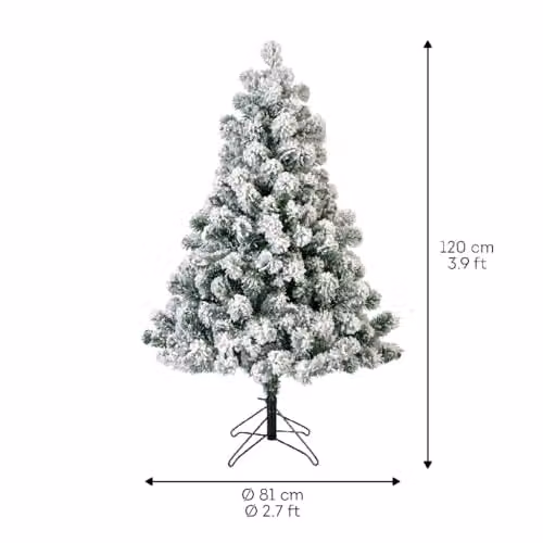 Kaemingk Snowy Imperial Pine Artificial Christmas Tree in White and Green, Height: 120 cm – 4