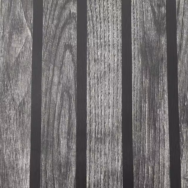 Muriva Black and Grey Abstract Striped Industrial Wooded Slats Washable Paper Wallpaper Roll