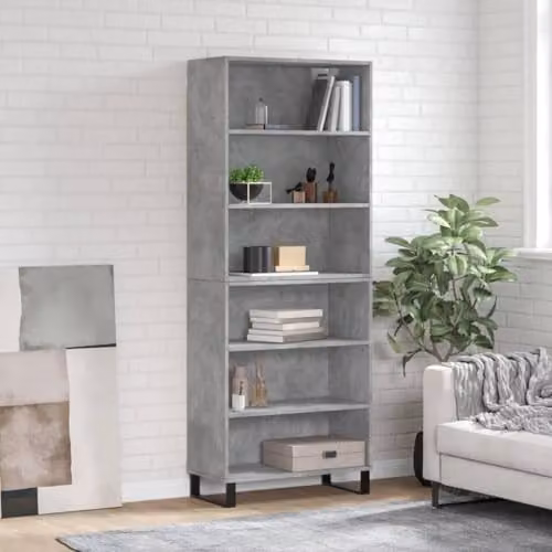 vidaXL Industrial Highboard in Concrete Grey with MDF and Metal, W/D/H: 69.5 x 32.5 x 180 cm – 2