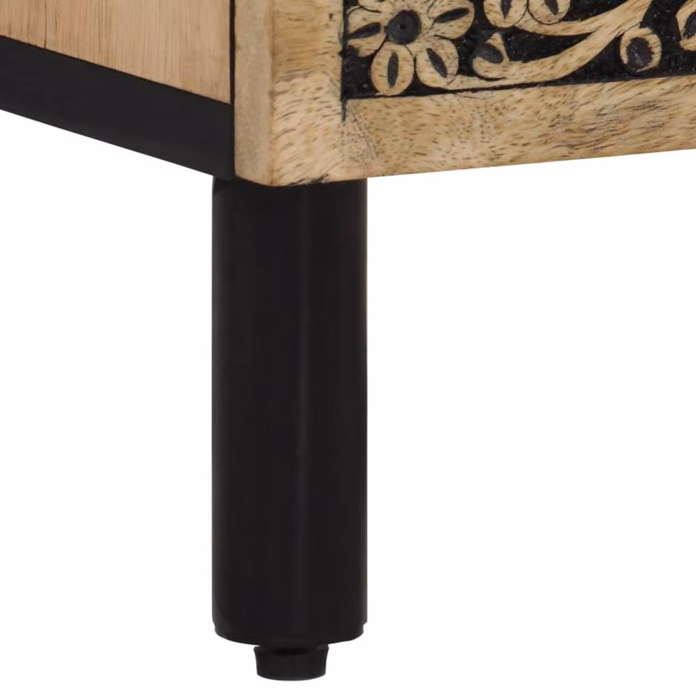 Berkfield Home Beautiful Bedside Cabinet in Brown Solid Mango Wood W/D/H: 50 x 33 x 60 cm – 8