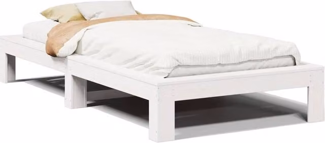 Berkfield Home White Solid Pine Wood Bed Frame W/D/H: 100 x 200 cm