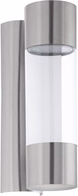 Loops IP44 Outdoor Wall Light in Silver Stainless Steel and Glass with Built-in 3.7W LED – 1