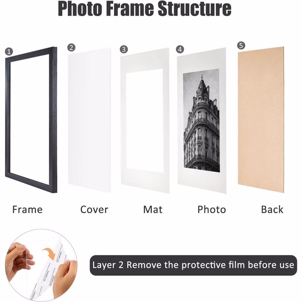 Nordara 3 Pack Modern Rectangular A3 Wall Hanging Photo Frames in Black, W: 29.7 cm, H: 42 cm – 2