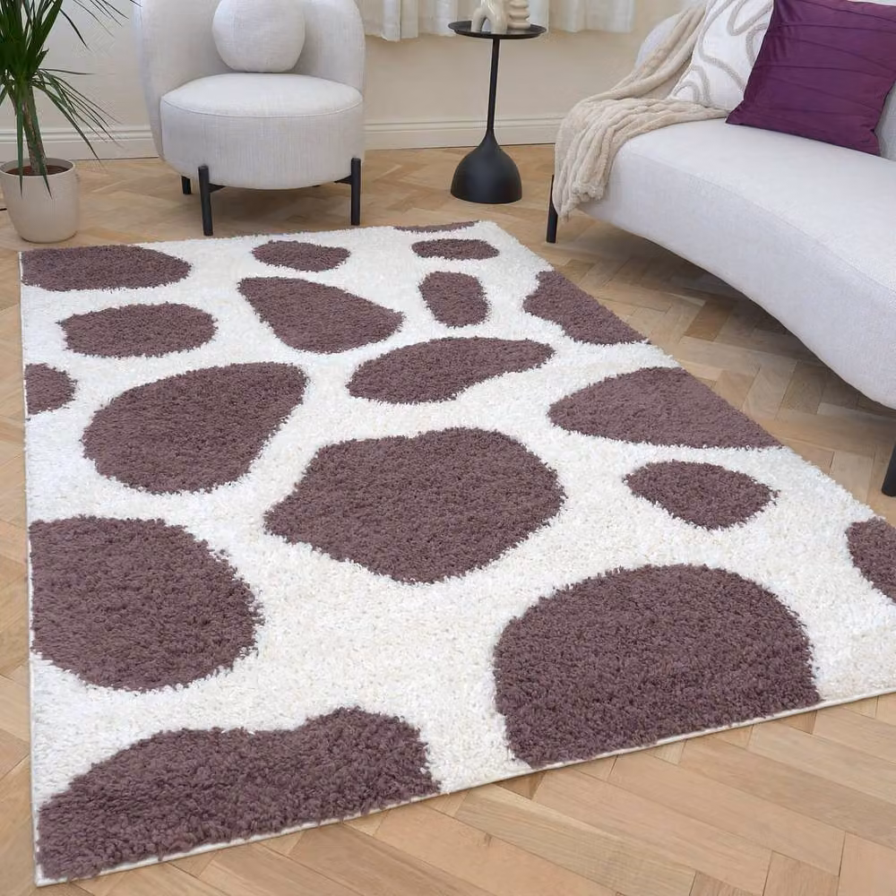 THE RUGS Moodi Pebble Design Shaggy Soft High Pile Living Room Rug in Purple, W: 80 cm, L: 150 cm – 7