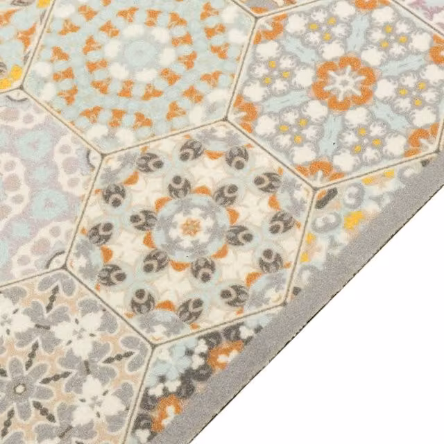 Berkfield Home Washable Geometric Kitchen Rug in Multicolour Velvet, W: 60 cm, L: 300 cm