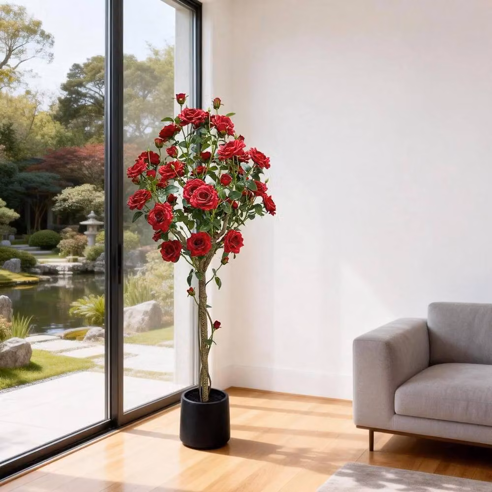 VOGREX 152.4 cm Artificial Rose Tree in Red, Green or Multicolour – 2