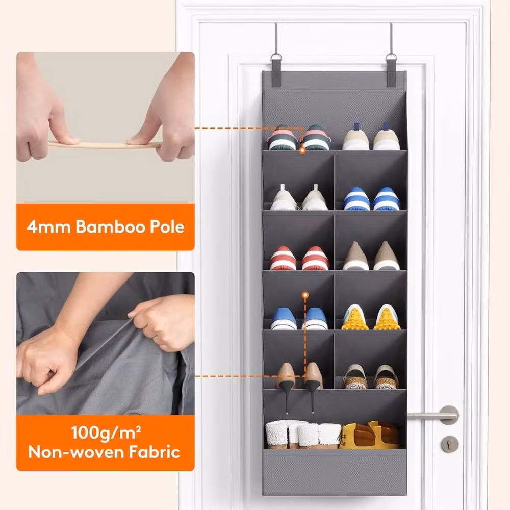 FORGEVIO Grey 10 Pocket Over the Door Shoe Organiser – 2