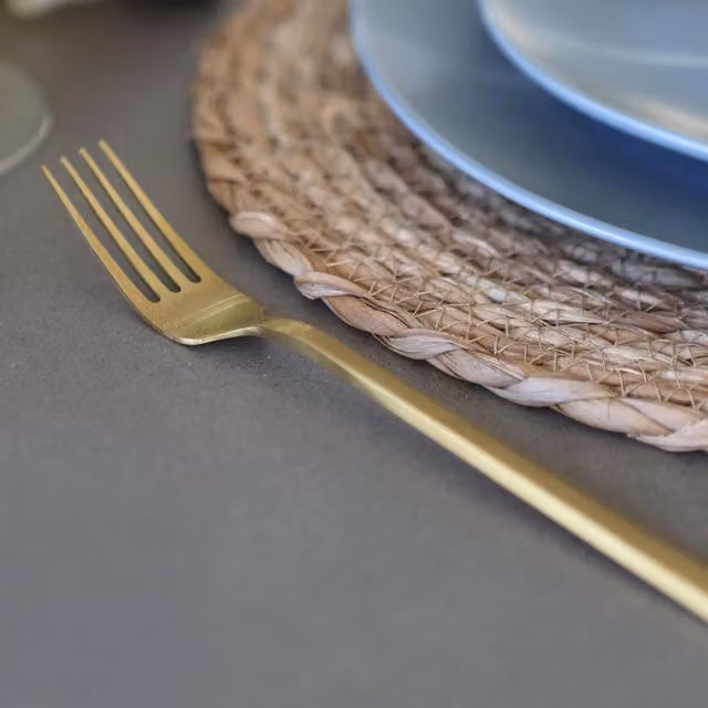 Argon Tableware Coated Stainless Steel Dinner Forks in Gold and Black, Set of 8