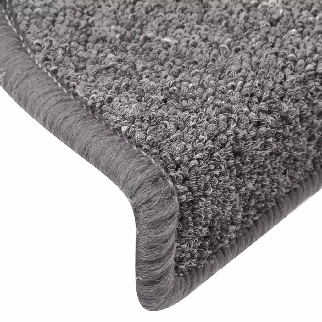 Berkfield Home Self-Adhesive Carpet Stair Treads, 15 Pieces, Dark Grey, W: 65 cm, D: 24 cm, H: 4 cm – 3