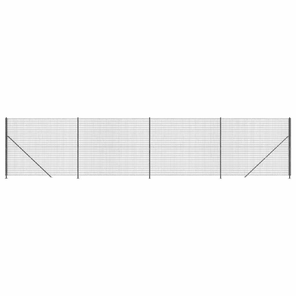 Berkfield Home PVC-Coated Steel Wire Mesh Fence with Flange, Anthracite Black, H: 160 cm, W: 10 m – 2