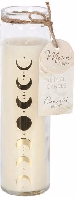KDMD Moon Phase Coconut Tube Candle in Cream and White with Fruity Scent