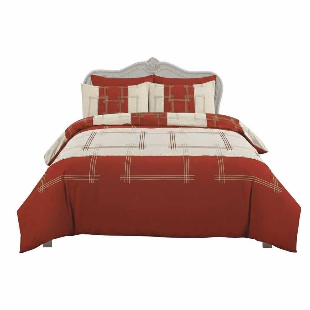 Snug City Vintage Style Patchwork Duvet Cover Set with Matching Pillowcases in Red, Single, W: 90 cm, L: 200 cm – 4
