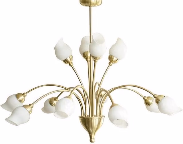 Netlighting Rimini 12 Light G9 Pendant Lamp in Satin Brass and Gold