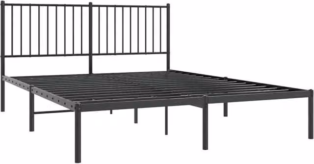 Berkfield Home Metal Bed Frame with Headboard in Black, W/D/H: 160 x 200 x 90.5 cm – 1