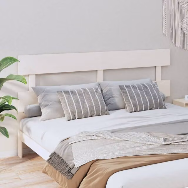 Berkfield Home White Rustic Solid Pine Wood Bed Headboard W/D/H: 204 x 3 x 81 cm