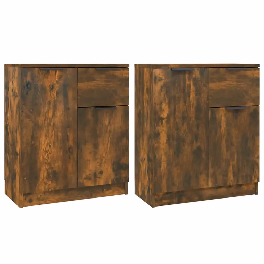 Berkfield Home Set of 2 Smoked Oak Sideboards in Brown, W/D/H: 60 x 30 x 70 cm – 2